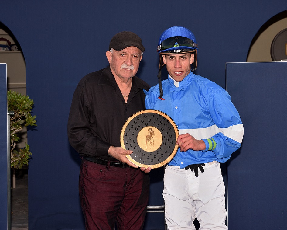 Irad Ortiz Jr., jockey, Líder, Championship Meet jueves, 31 de marzo de 2019, premiación, Gulfstream Park. Foto: Coglaniese Photo
