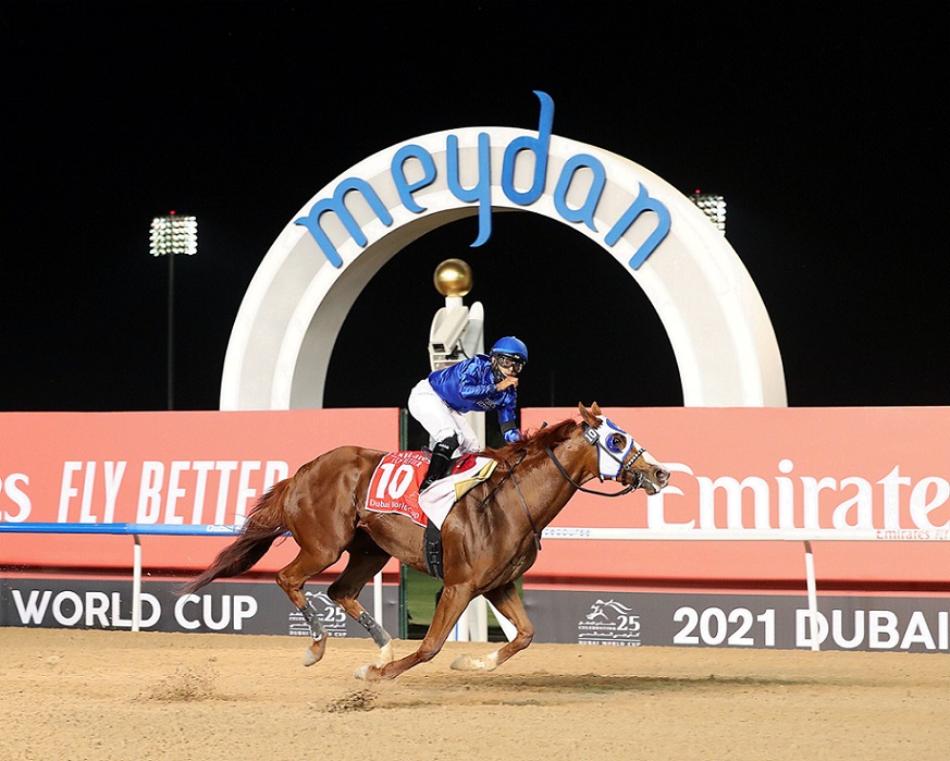Mystic Guide, horse, Godolphin Stud, Dubai World Cup, Meydan Racecourse, sábado, 27 de marzo de 2021. Foto: Coady Photo (Copyright)