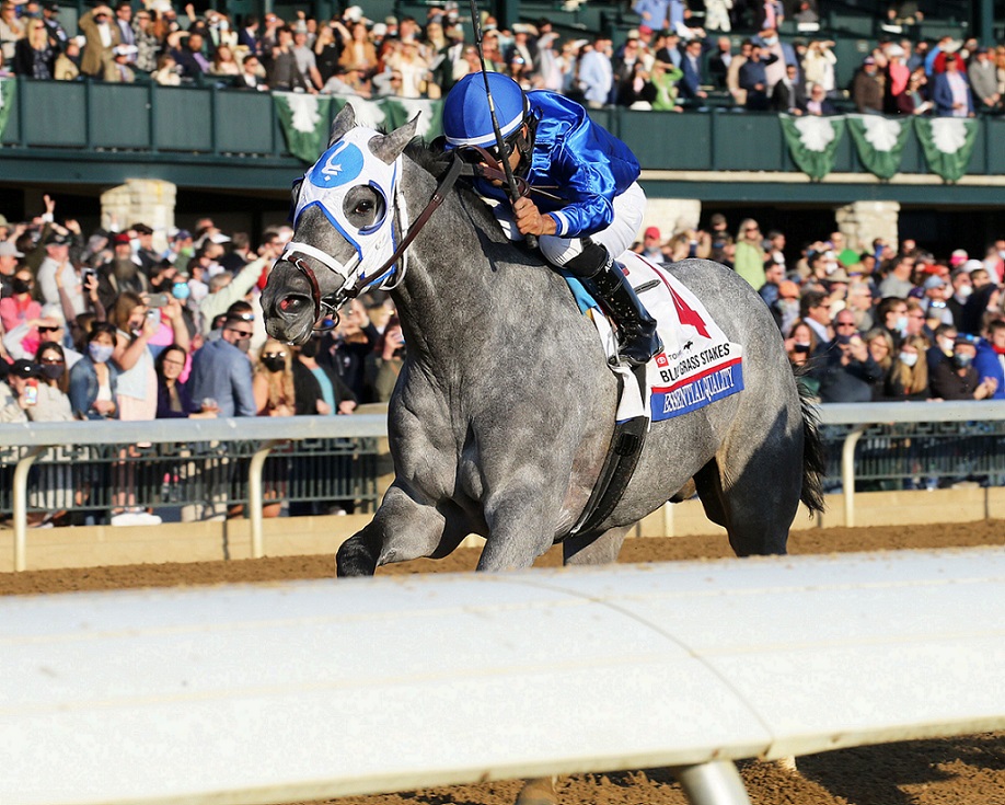 Essential Quality, horse, Stud Godolphin, Toyota Blue Grass Stakes, sábado 3 de abril de 2021, Keeneland. Foto: Coady Photo.