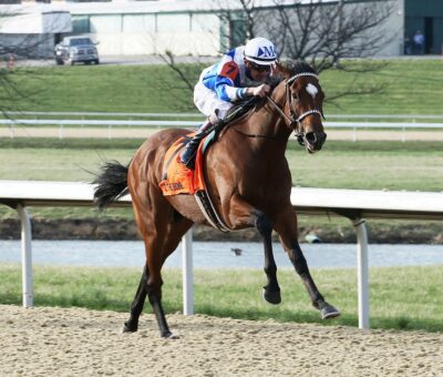 Tiz The Bomb, horse, Spendthrift Farm, Jeff Ruby Stakes, sábado, 2 de abril de 2022, Turfway Park. Foto: Coady Photo