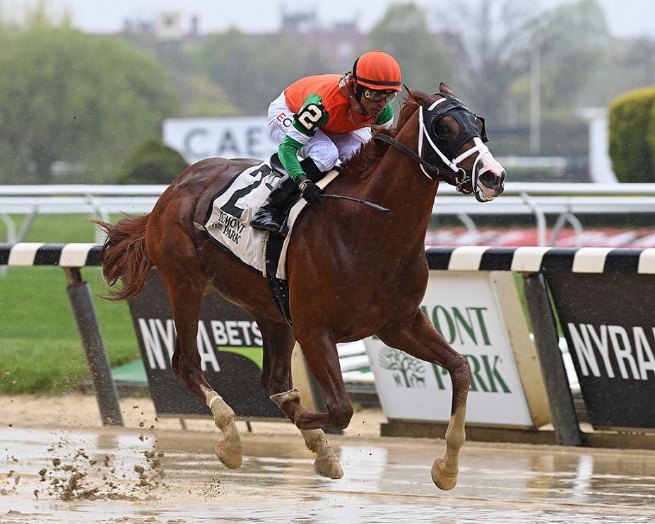 First Constitution, horse, Win StarFarm, Flat Out Stakes, viernes, 6 de mayo de 2022, Aqueduct. Foto: Coglaniese Photo