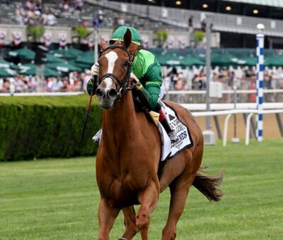 Regal Glory, horse, Peter M. Brant, Longines Just A Game, sábado, 11 de junio de 2022, Belmont Park. Foto: Coglaniese Photo & Chelsea Durand