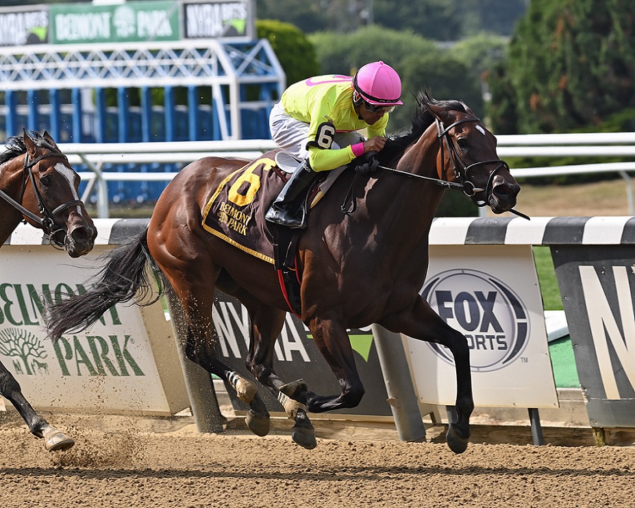 Hot Peppers, horse, Michael Dudd, Victory Ride Stakes, sábado, 9 de julio de 2022, Belmont Park. Foto: Coglaniese Photo