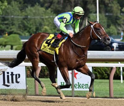 Jackie´s Warrior, horse, Maclean´s Music, Alfred Vanderbilt Hándicap, sábado, 30 de julio de 2022, Saratoga. Foto: Coglaniese Photo & Chelsea Durand