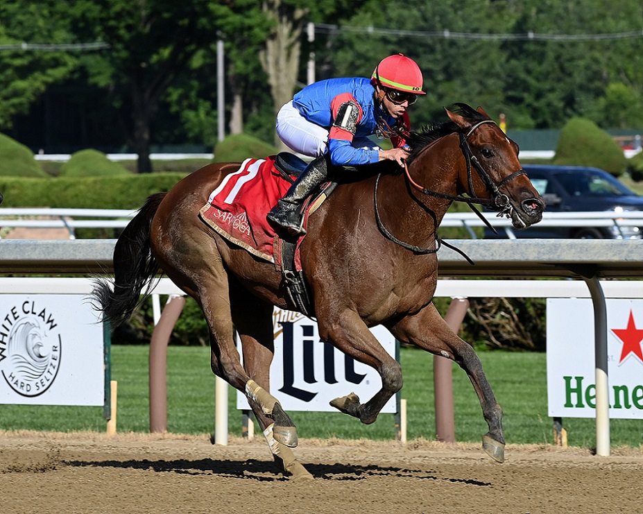 Just Cindy, horse, Justify, Schuylerville Stakes, jueves, 14 de julio de 2022, Saratoga. Foto: Coglaniese Photo & Susie Raisher