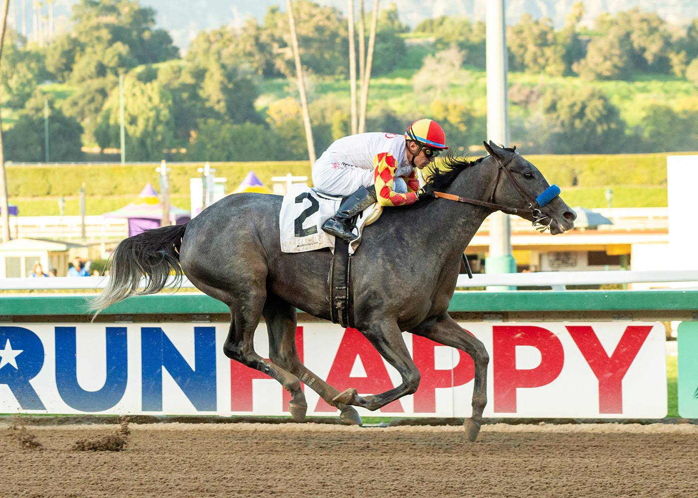 Fun To Dream, yegua hija de, Arrogate en Lutess por Maria´s Mon, avanzó cerrando filas en los 400, ascendió al quinto en los 800 y se colocó cerca de las líderes, giró la última curva en el cuarto e ingresó a la recta final alineada en el tercero, en los últimos 200, estaba terciando en la lucha en la línea cuatro, en los 100 finales, tomó vuelo en la delantera, para así ganar parando, en el Santa Mónica Stakes