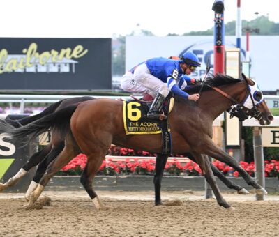 Pretty Mischievous, horses, Into Mischief, Acorn Stakes, viernes, 9 de junio de 2023, Belmont Park. Foto: Coglianese Photo & Susie Raisher