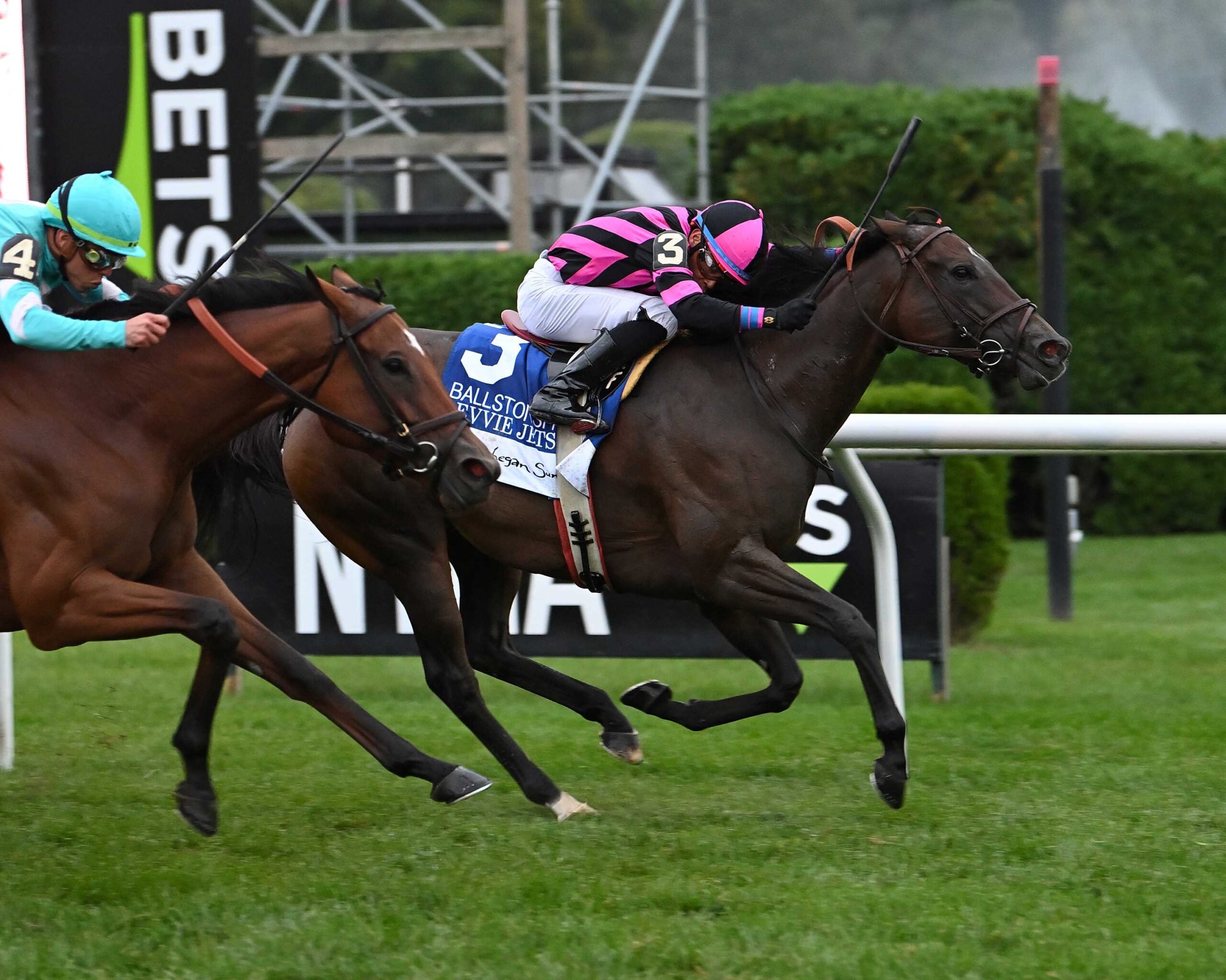 Evvie Jets, horse, Twirling Candy, Ballston Spa Stakes, jueves, 24 de agosto de 2023, Saratoga. Foto: Coglaniese Photo