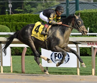 Poca Mucha, horse, Tourist, De La Rosa Stakes, miércoles, 31 de julio de 2024, Saratoga. Foto: Coglaniese Photo