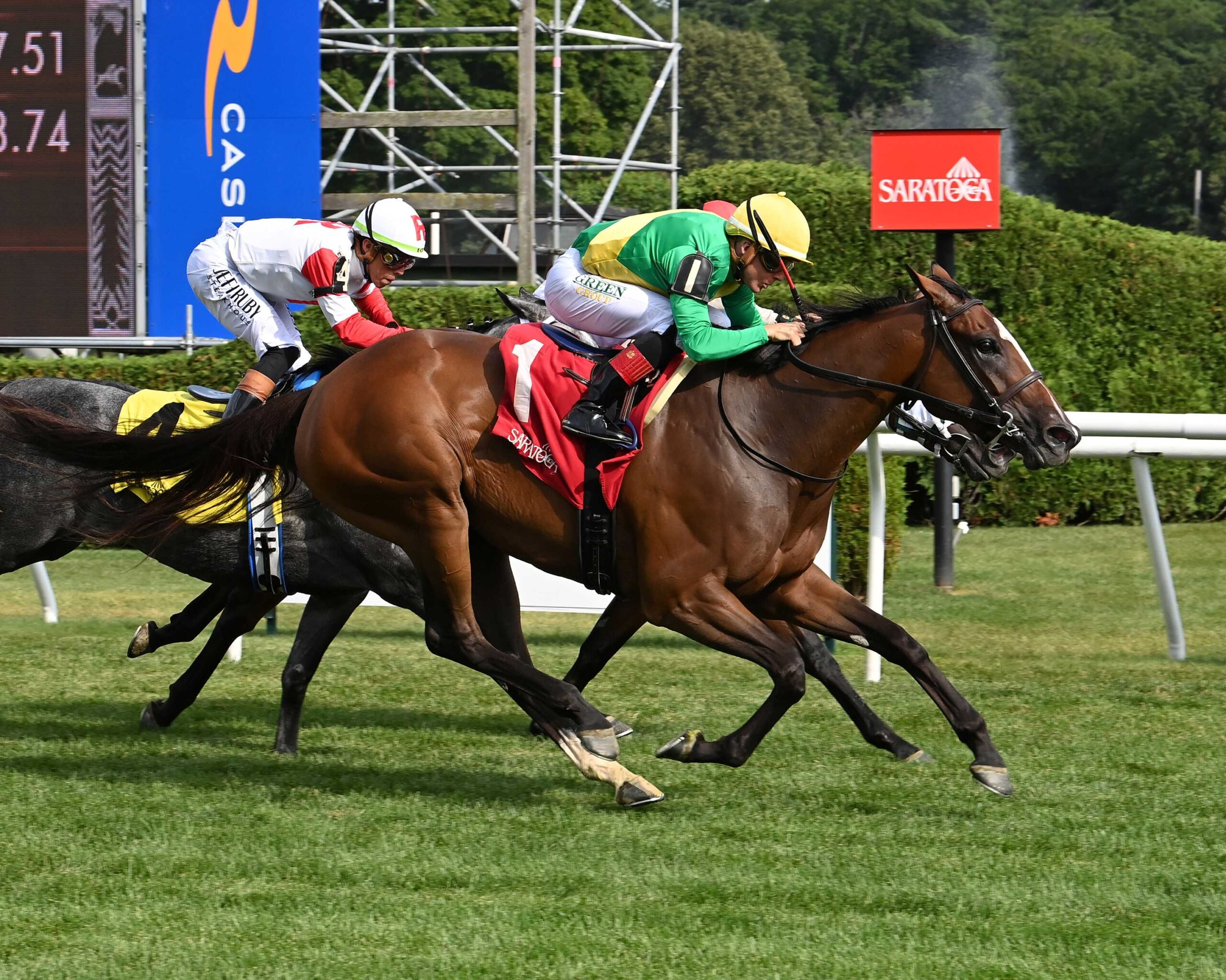 Ozara, horses, Lope De Vega, De La Rosa Stakes, jueves, 10 de julio de 2025, Saratoga. Foto: Coglianese Photo