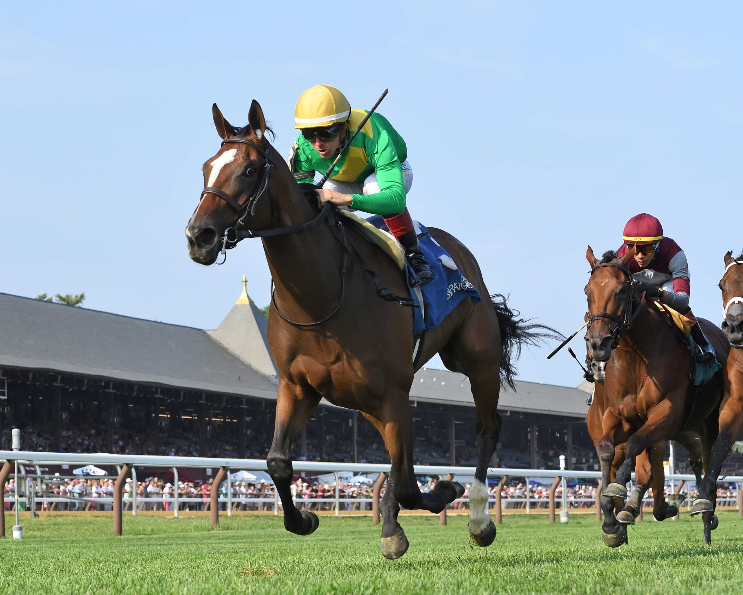 Ozara, horses, Lope De Vega, Ballston Spa Stakes, viernes, 8 de agosto de 2025, Saratoga. Foto: Coglaniese Photo