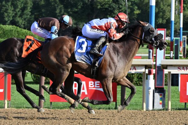 Starship Lizzy, horse, Javier Castellano, 6000 primeros, miércoles, 26 de agosto de 2026, Saratoga. Foto: Coglaniese Photo