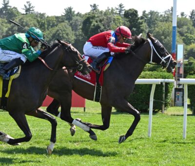 Rothschild, horse, jockey, Luis Sáez, 4000 primeros, sábado, 22 de agosto de 2026, Saratoga. Foto: Coglaniese Photo