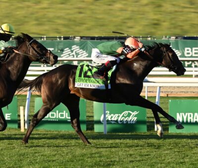Let Em Know, horse, Jackie´s Warrior, Pilgrim Stakes, sábado, 3 de octubre de 2026, Belmont Park. Foto: Coglaniese Photo