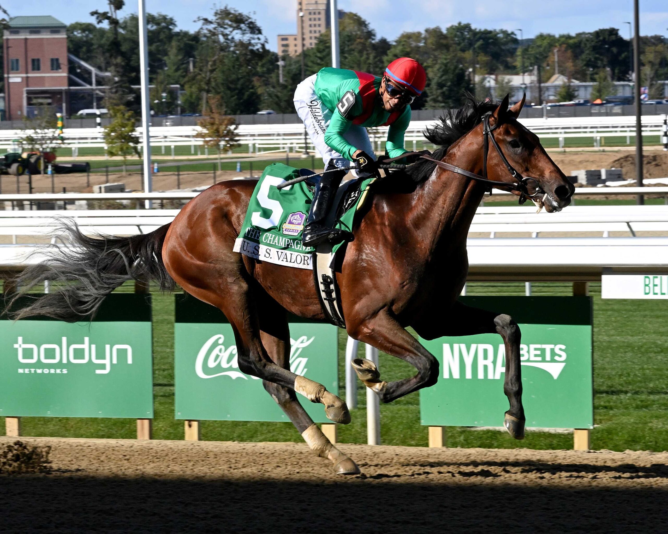 U. S. S. Valor, horse War Of Will, Champagne Stakes, sábado, 3 de octubre de 2026, Belmont Park. Foto: Coglaniese Photo